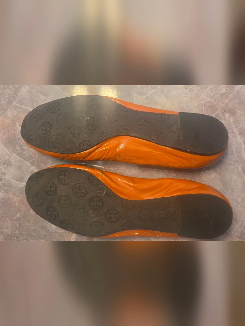 Tory Burch Orange Patent Leather Ballet Flats